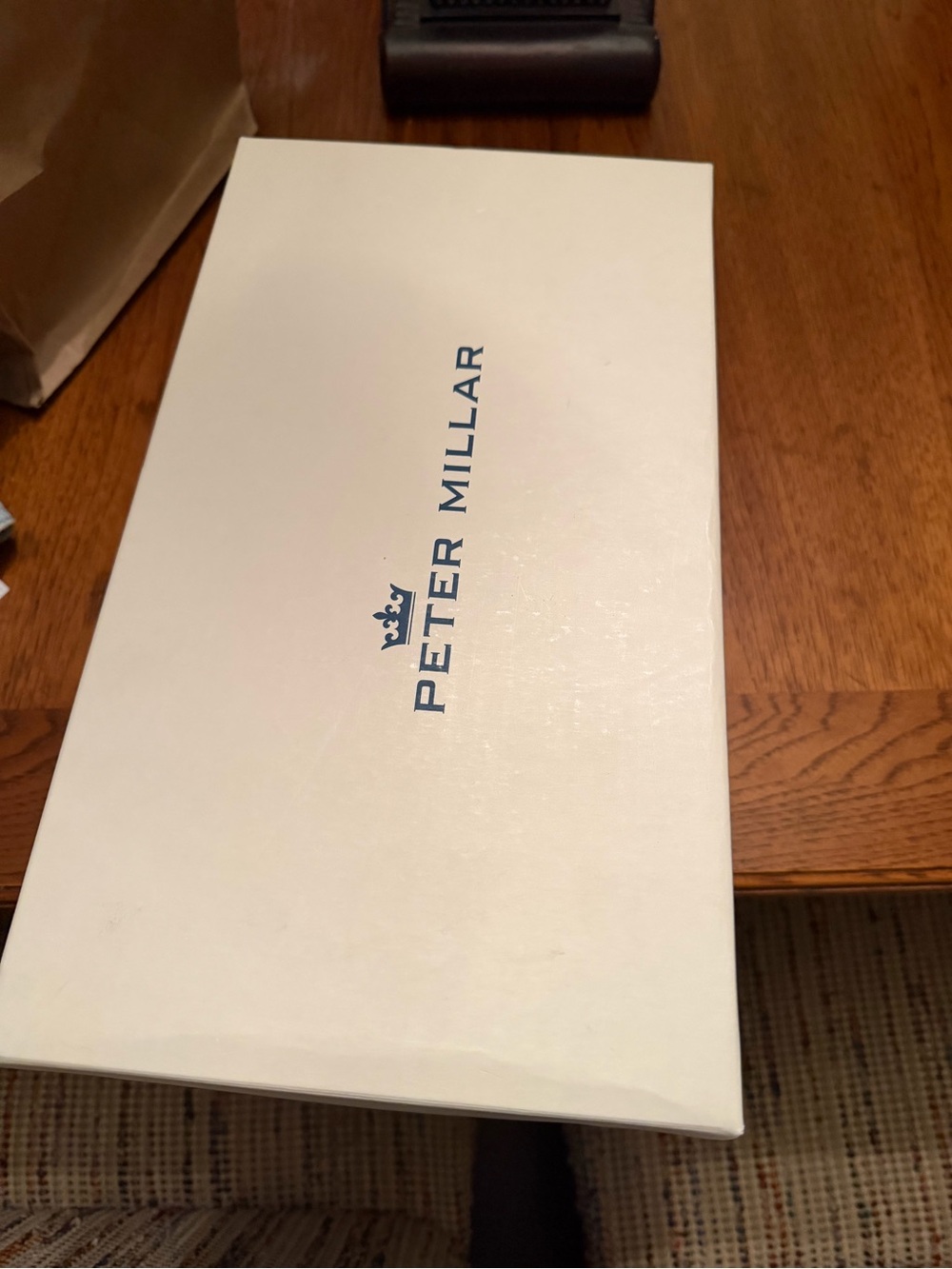 Peter Millar White Box with Navy Logo and Crown